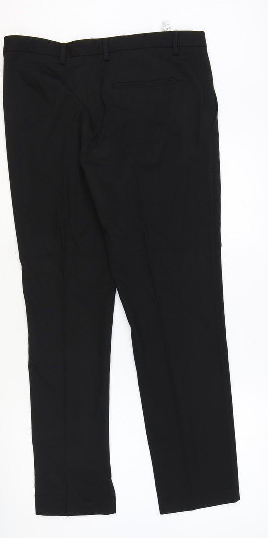 Burton Mens Black Polyester Dress Pants Trousers Size 32 in Regular Zip