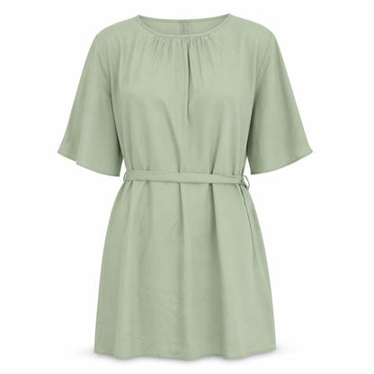 H&M Womens Green Polyester A-Line Size L Boat Neck Button