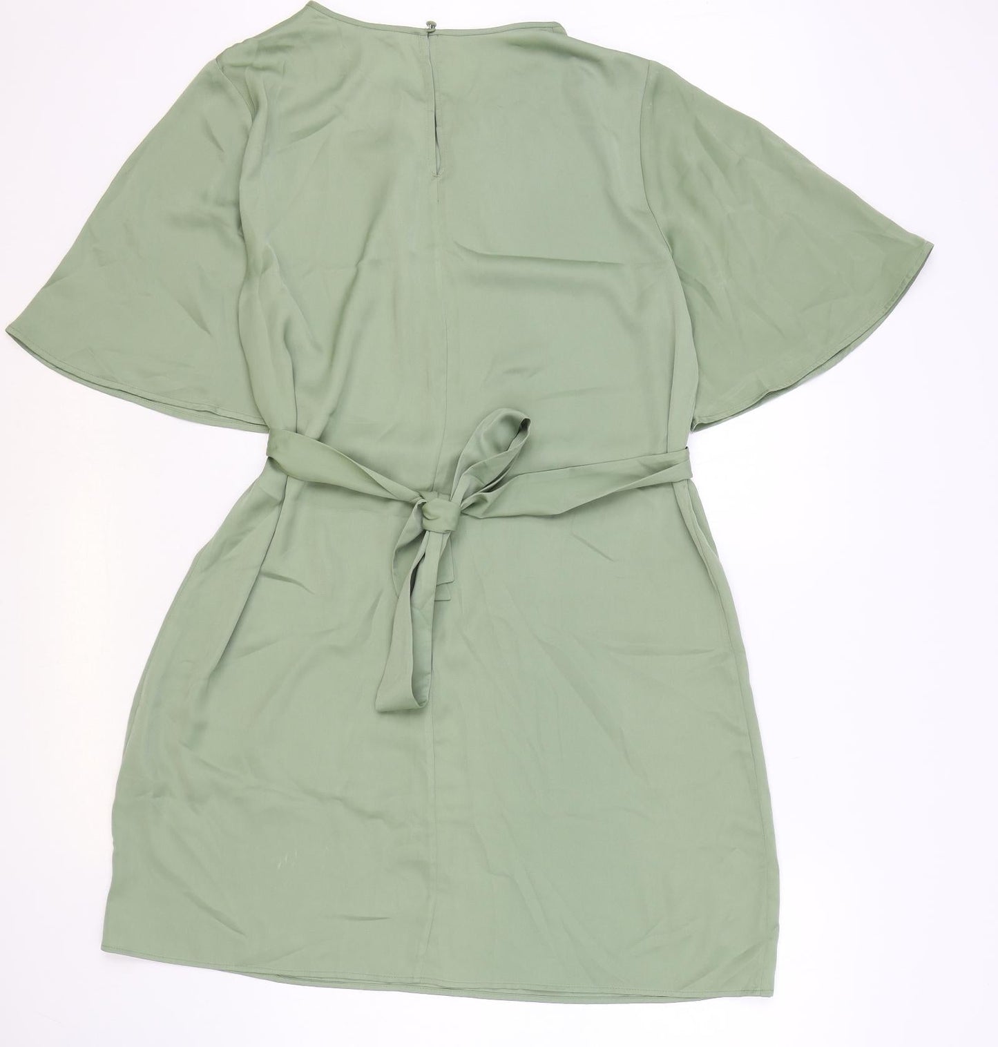 H&M Womens Green Polyester A-Line Size L Boat Neck Button