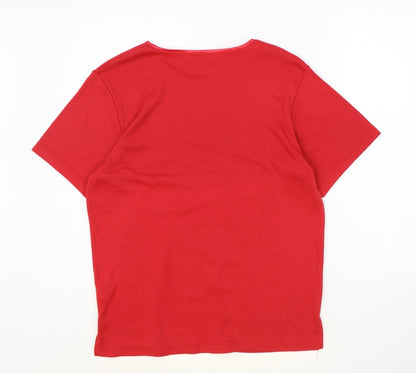 Womens UK Size M Fay Louise Red Basic T-Shirt