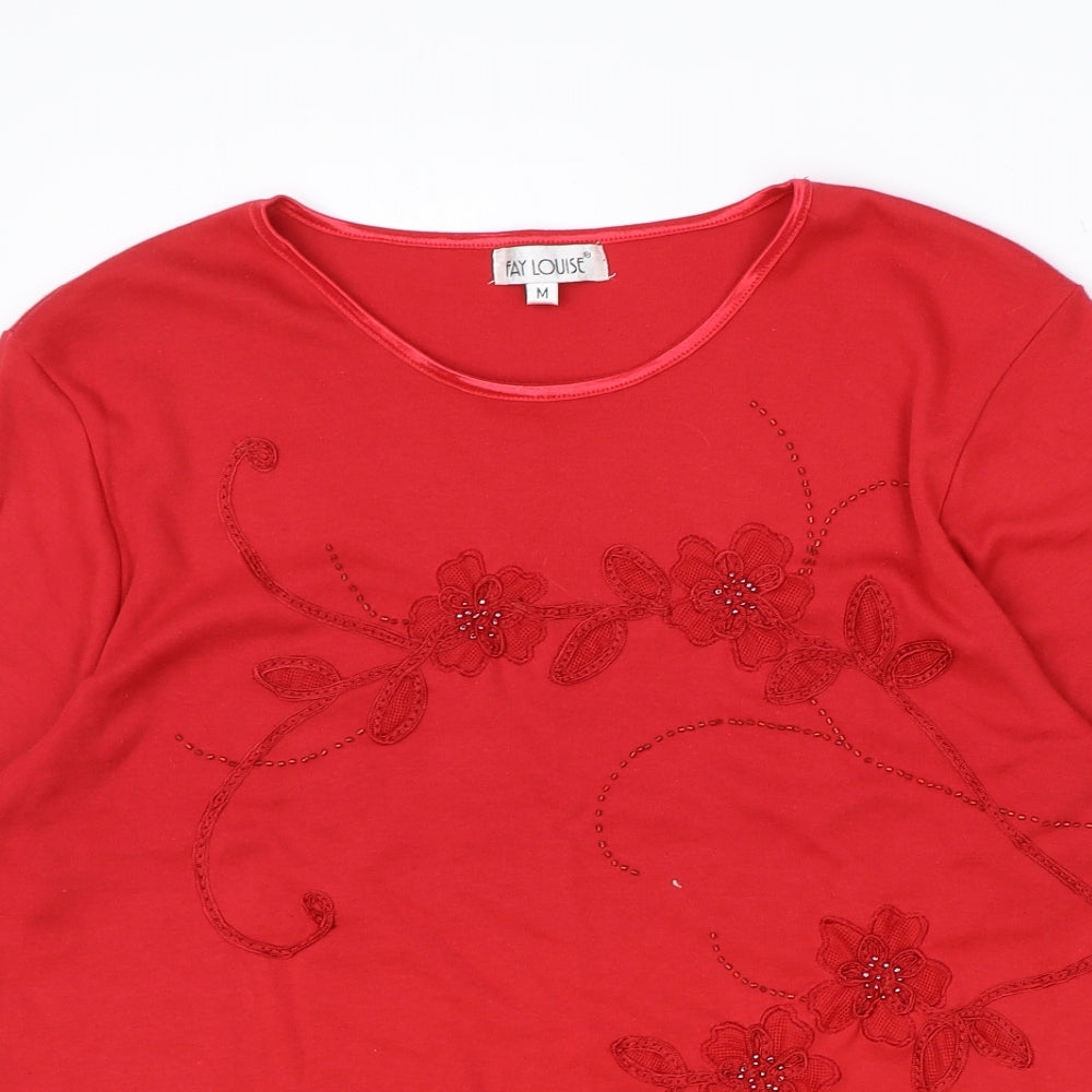 Womens UK Size M Fay Louise Red Basic T-Shirt