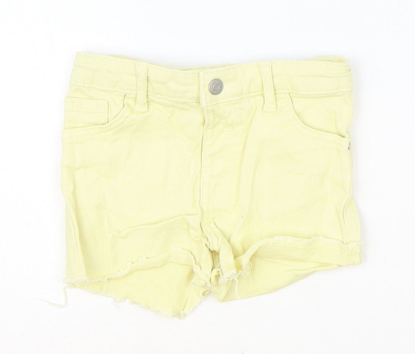 Denim & Co. Girls Yellow Cotton Hot Pants Shorts Size 4-5 Years Regular Zip