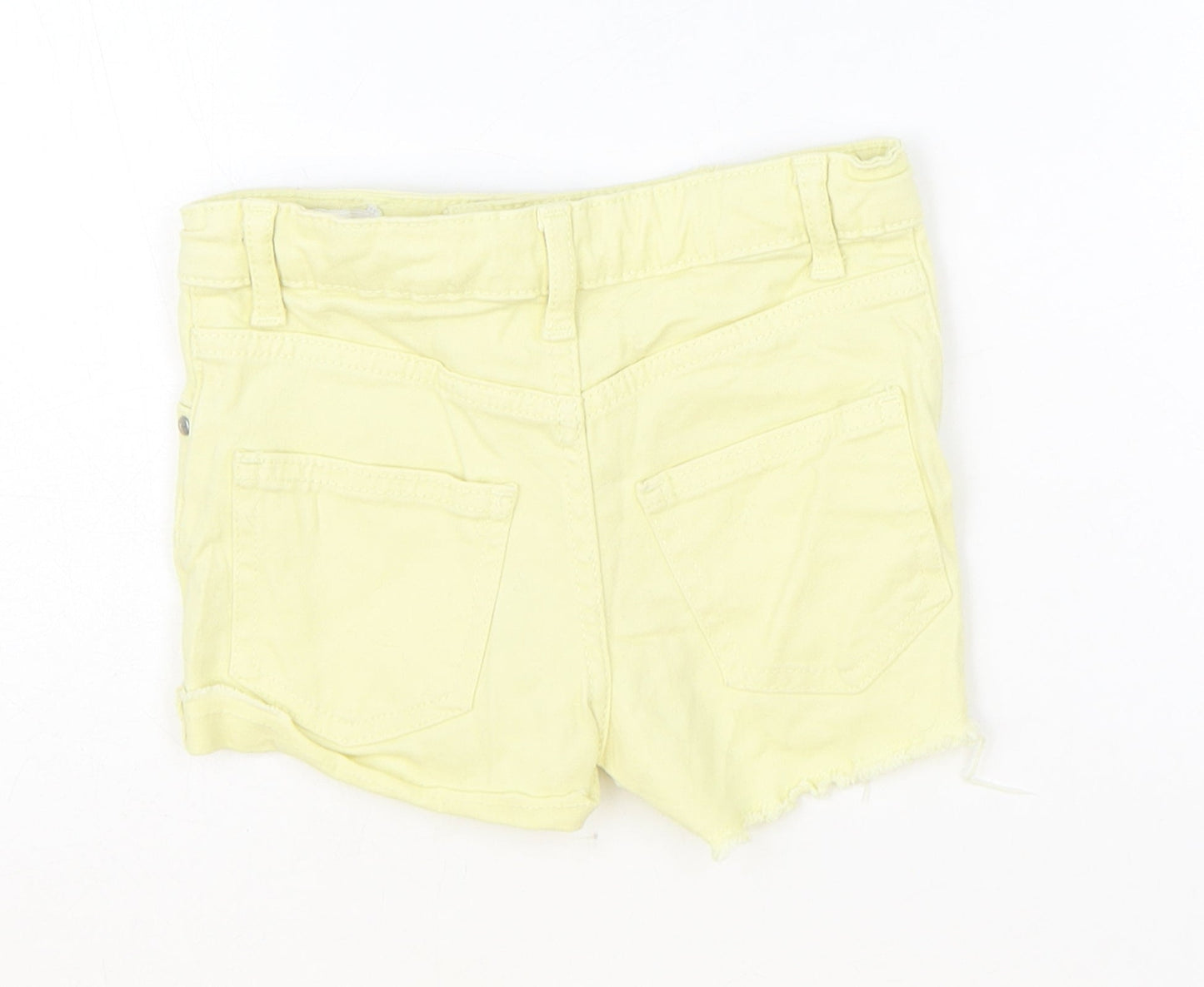 Denim & Co. Girls Yellow Cotton Hot Pants Shorts Size 4-5 Years Regular Zip