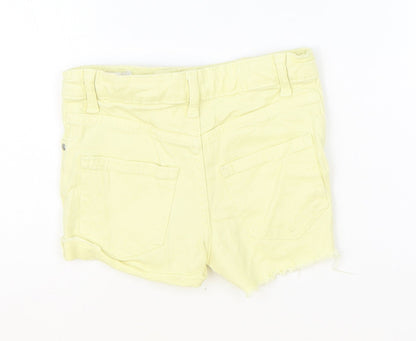 Denim & Co. Girls Yellow Cotton Hot Pants Shorts Size 4-5 Years Regular Zip