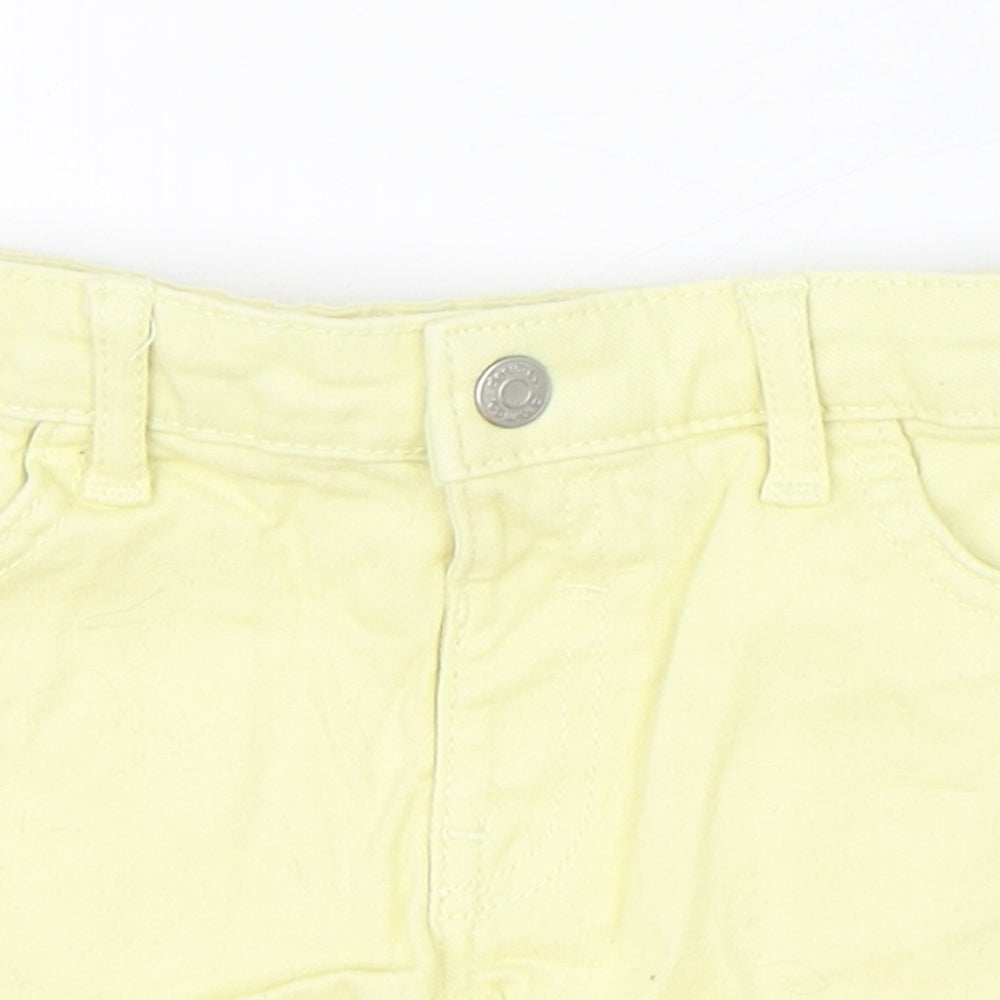 Denim & Co. Girls Yellow Cotton Hot Pants Shorts Size 4-5 Years Regular Zip