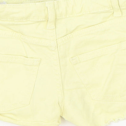 Denim & Co. Girls Yellow Cotton Hot Pants Shorts Size 4-5 Years Regular Zip