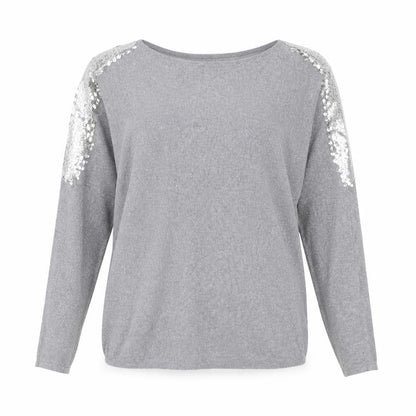 Lilah Rose Womens Grey Round Neck Polyester Pullover Jumper One Size