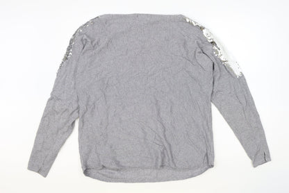 Lilah Rose Womens Grey Round Neck Polyester Pullover Jumper One Size