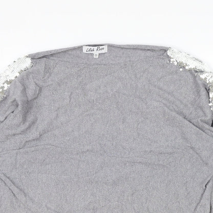Lilah Rose Womens Grey Round Neck Polyester Pullover Jumper One Size