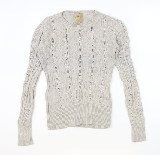 Aphorism Womens Brown Round Neck Geometric Nylon Pullover Jumper Size 10