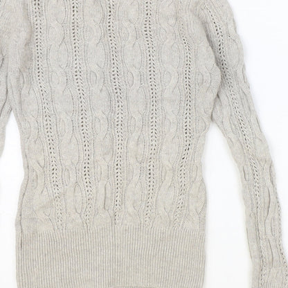 Aphorism Womens Brown Round Neck Geometric Nylon Pullover Jumper Size 10