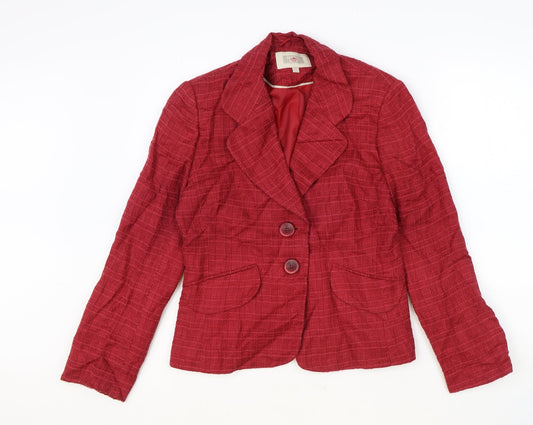 NEXT Womens Red Plaid Viscose Jacket Blazer Size 12