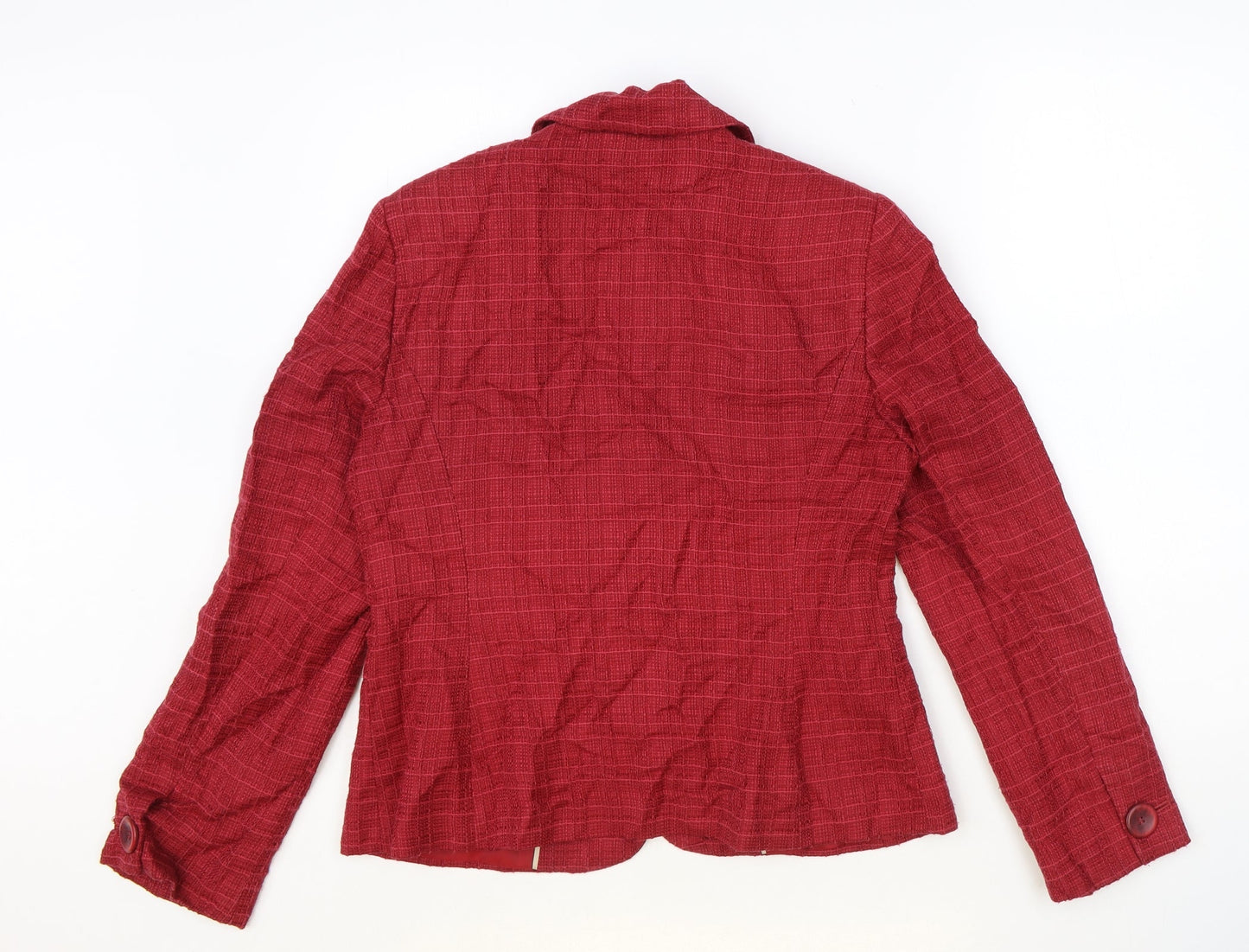 NEXT Womens Red Plaid Viscose Jacket Blazer Size 12