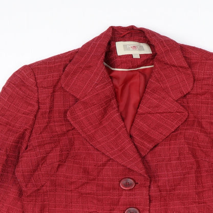 NEXT Womens Red Plaid Viscose Jacket Blazer Size 12