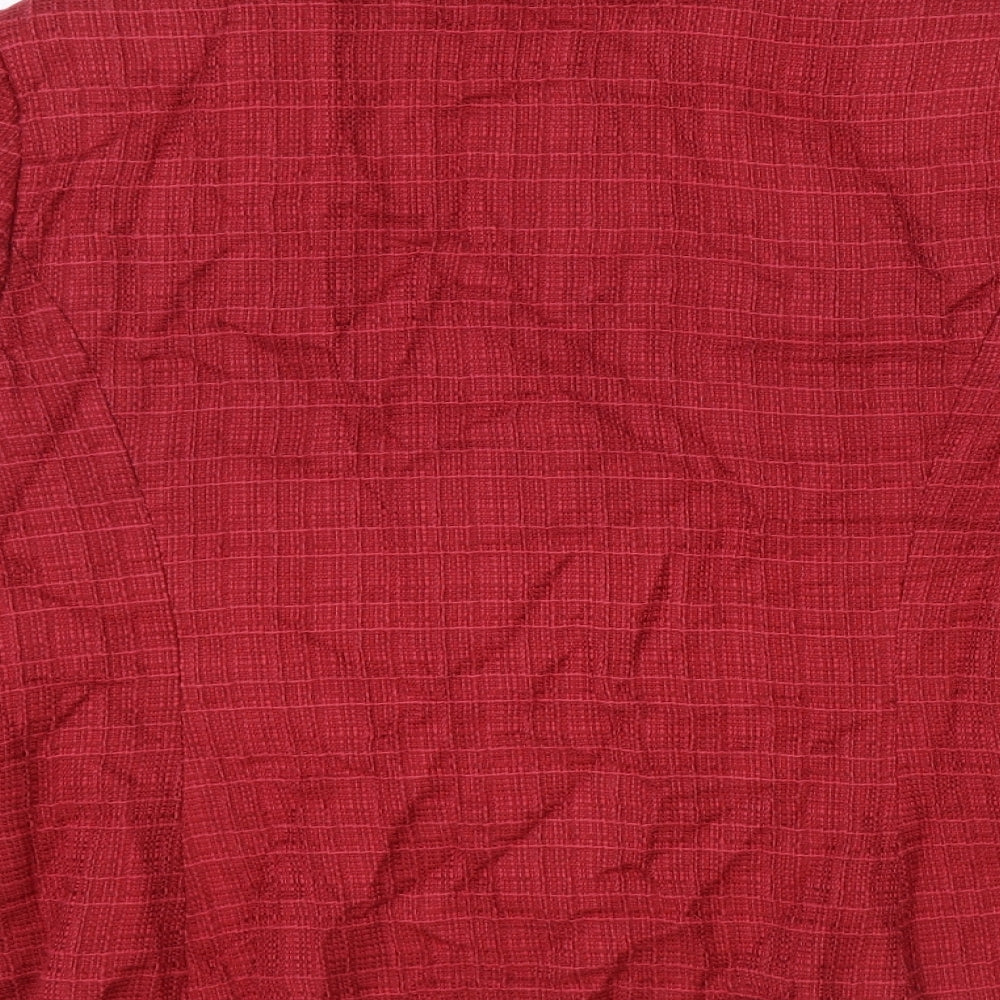 NEXT Womens Red Plaid Viscose Jacket Blazer Size 12
