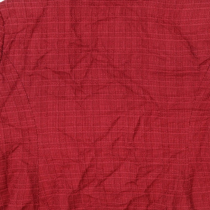 NEXT Womens Red Plaid Viscose Jacket Blazer Size 12