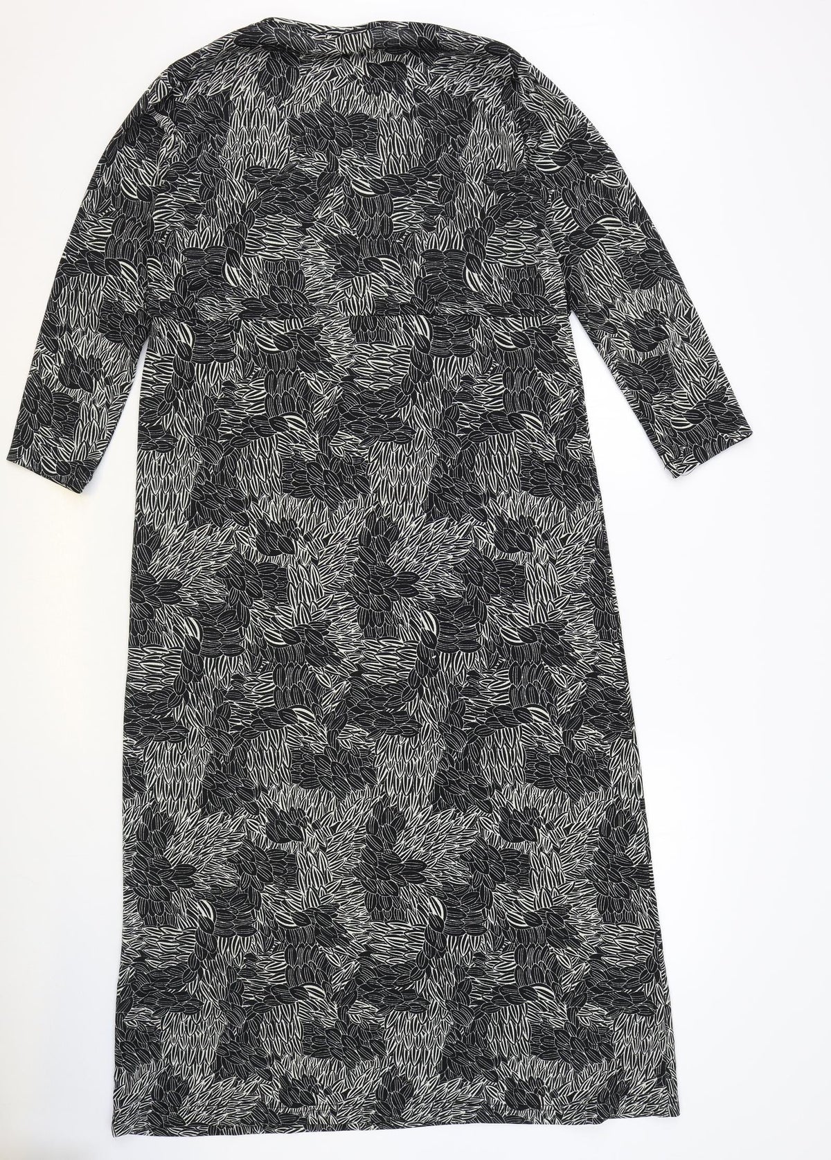 Rosa Bianca Womens Black Geometric Polyester A-Line Size XL Round Neck Pullover