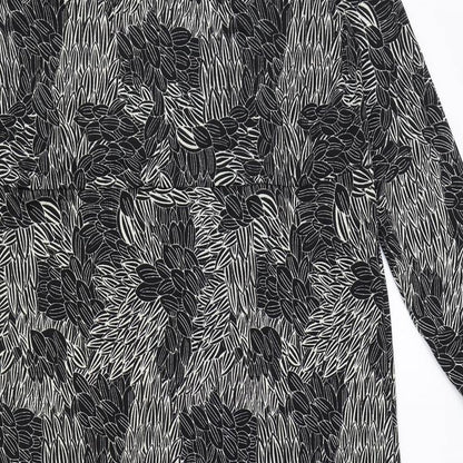 Rosa Bianca Womens Black Geometric Polyester A-Line Size XL Round Neck Pullover