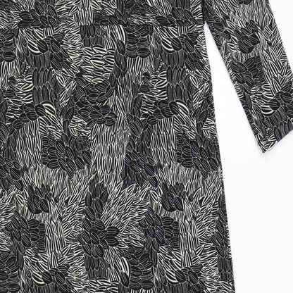 Rosa Bianca Womens Black Geometric Polyester A-Line Size XL Round Neck Pullover