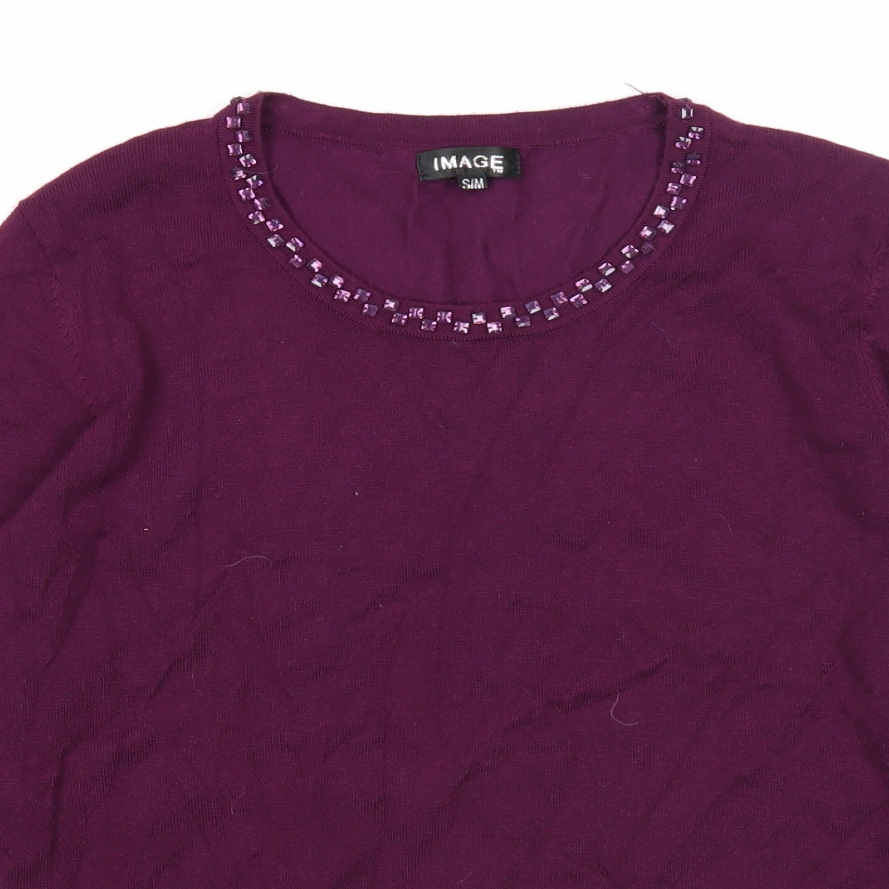 Womens UK Size S Image Purple Pullover Jumper