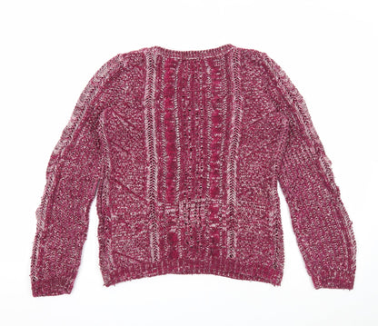 Gap Womens Purple Round Neck Nylon Pullover Jumper Size 18