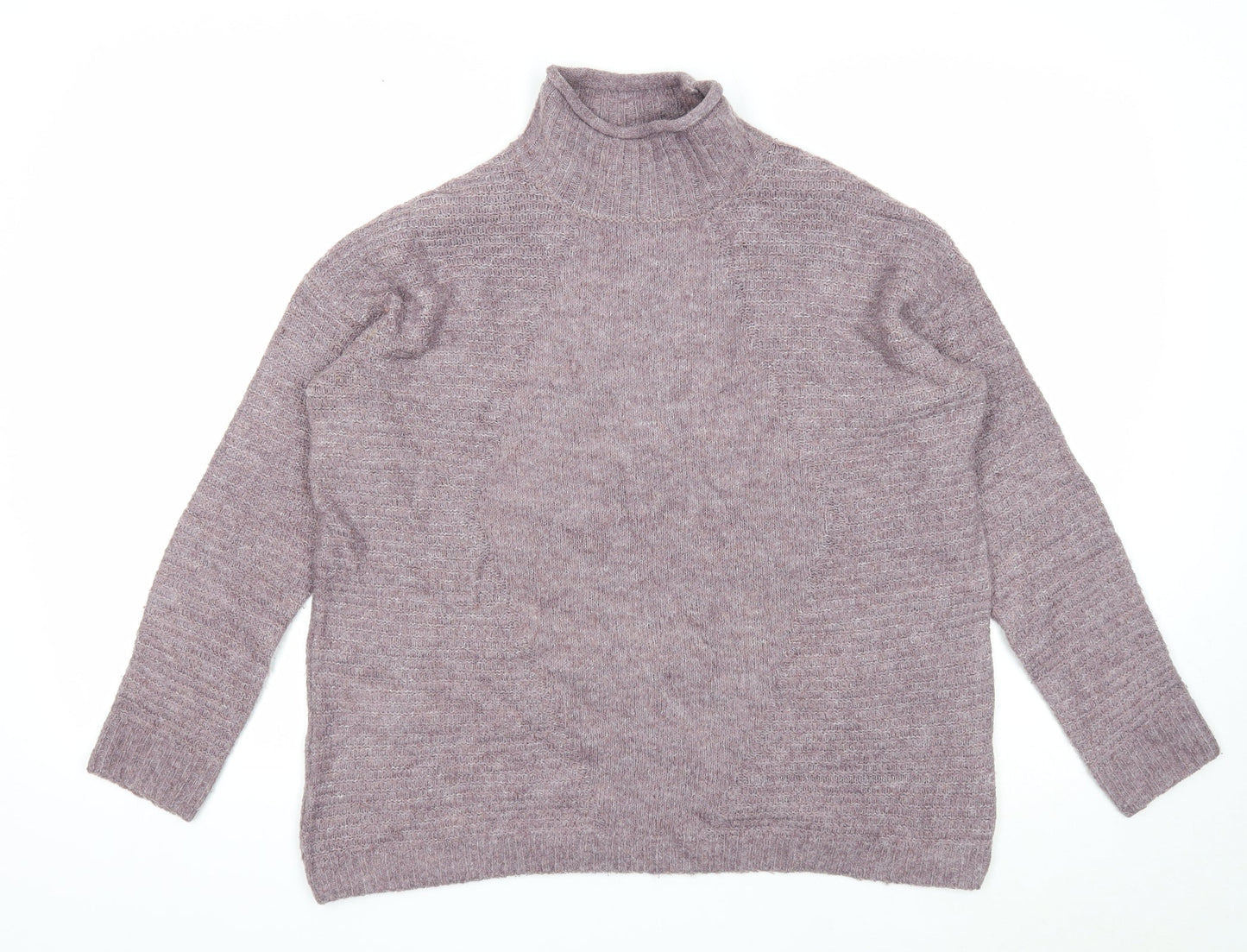 TU Womens Purple Mock Neck Acrylic Pullover Jumper Size 8