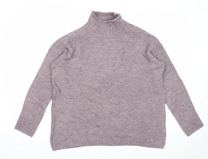 TU Womens Purple Mock Neck Acrylic Pullover Jumper Size 8
