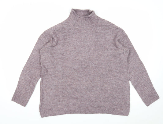 TU Womens Purple Mock Neck Acrylic Pullover Jumper Size 8