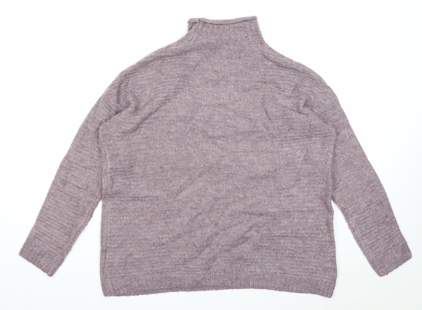 TU Womens Purple Mock Neck Acrylic Pullover Jumper Size 8