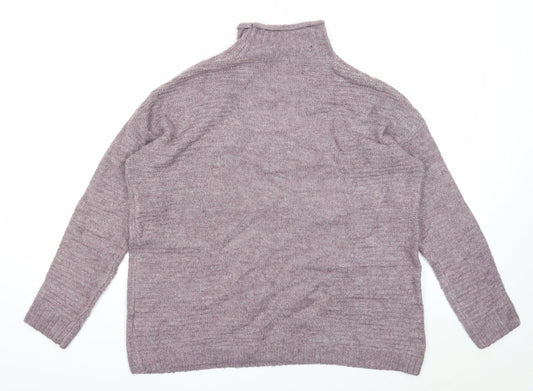TU Womens Purple Mock Neck Acrylic Pullover Jumper Size 8