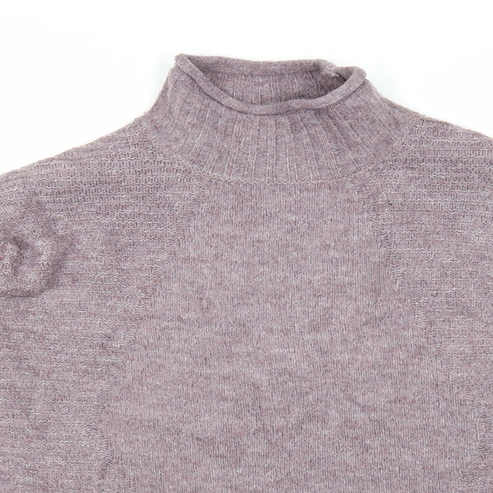 TU Womens Purple Mock Neck Acrylic Pullover Jumper Size 8