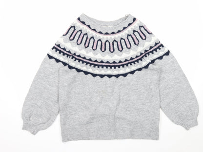 George Womens Grey Scoop Neck Acrylic Pullover Jumper Size S