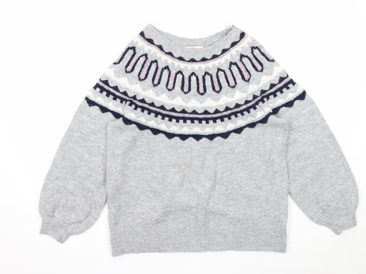 George Womens Grey Scoop Neck Acrylic Pullover Jumper Size S