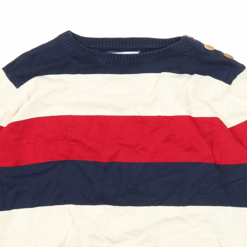 Crosshatch Mens Multicoloured Round Neck Striped Cotton Pullover Jumper Size M