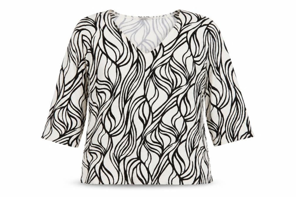 Classics Womens Ivory V-Neck Geometric Acrylic Pullover Jumper Size 20