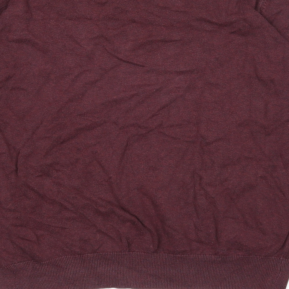 Racing Green Mens Purple Round Neck Cotton Pullover Jumper Size L