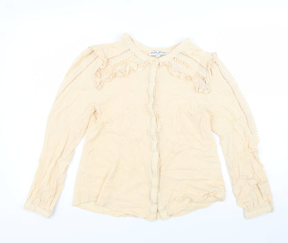 Womens UK Size M Jaune Rouge Beige Basic Button-Up