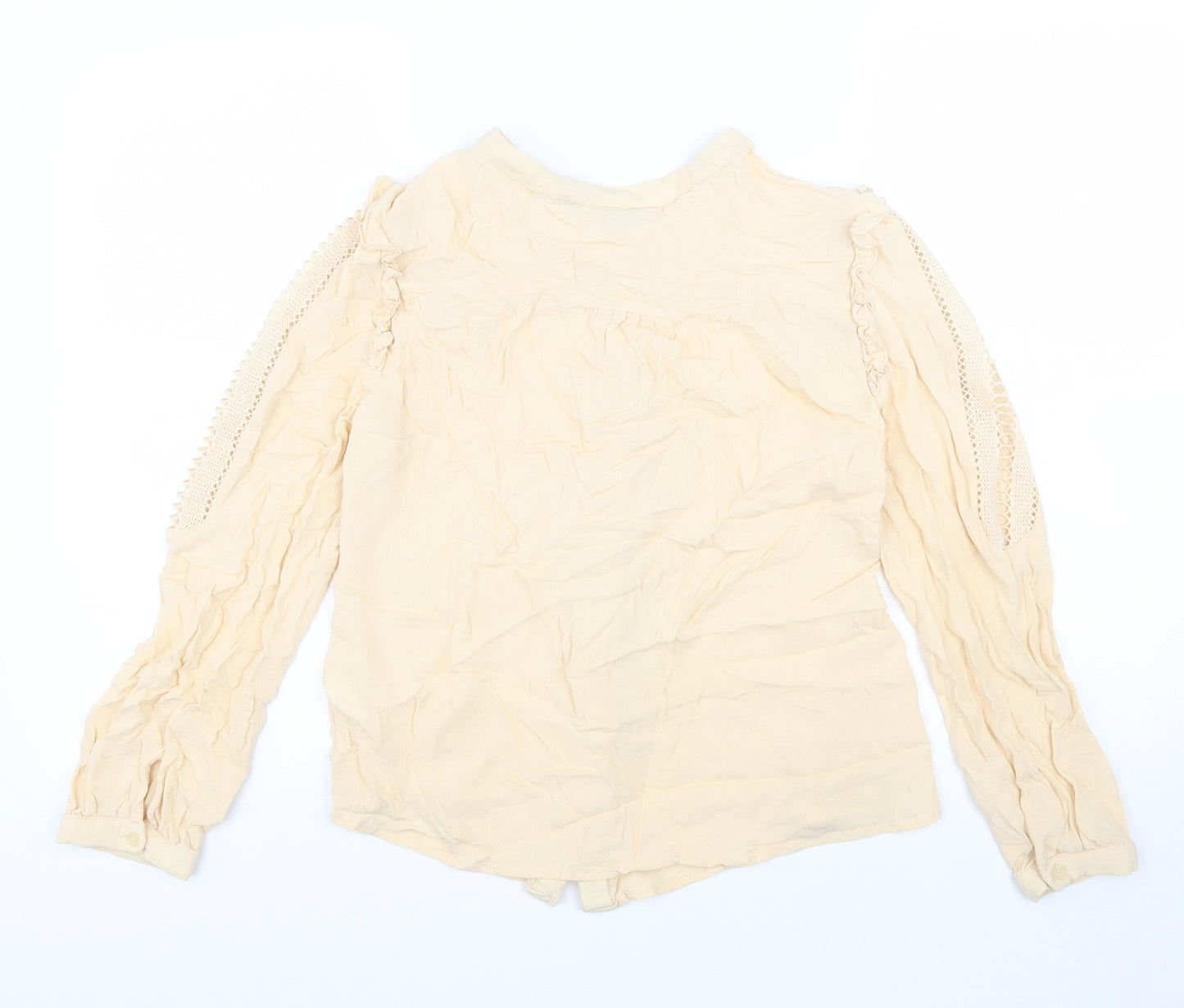 Womens UK Size M Jaune Rouge Beige Basic Button-Up