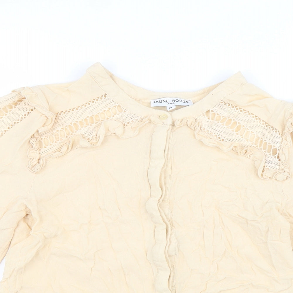 Womens UK Size M Jaune Rouge Beige Basic Button-Up