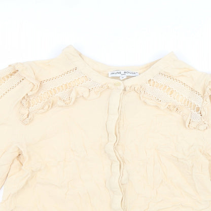 Womens UK Size M Jaune Rouge Beige Basic Button-Up