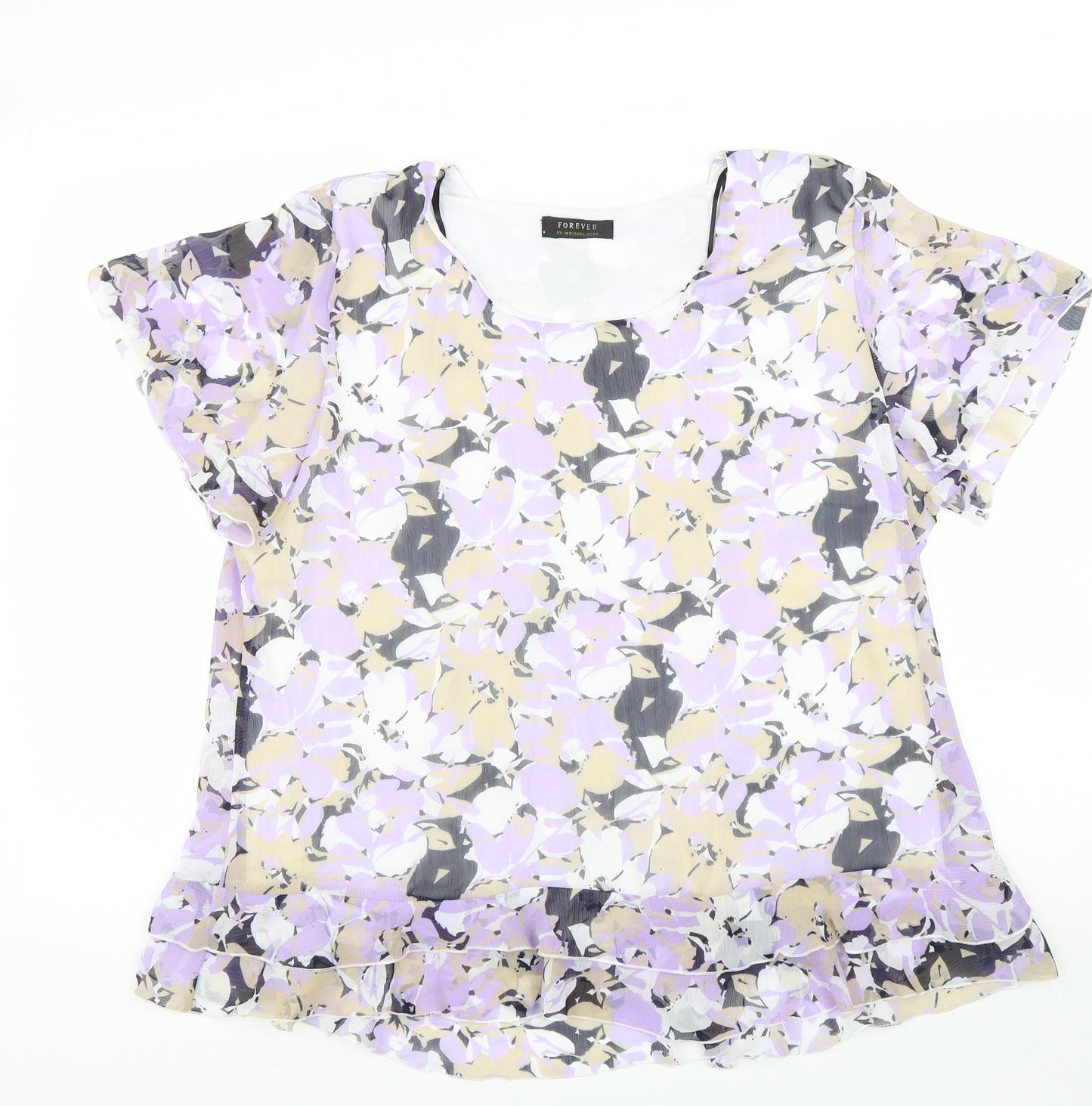 Womens UK Size XL Forever Purple Basic T-Shirt