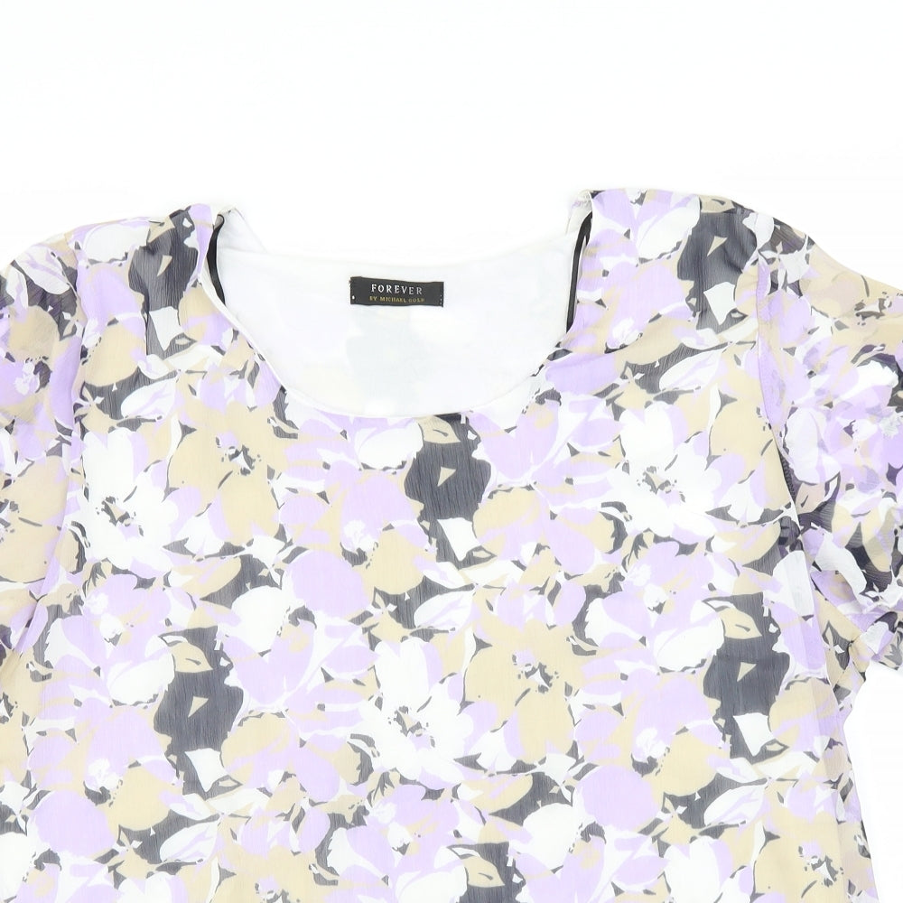 Womens UK Size XL Forever Purple Basic T-Shirt