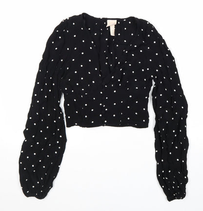 Womens UK Size 4 H&M Black Cropped Blouse