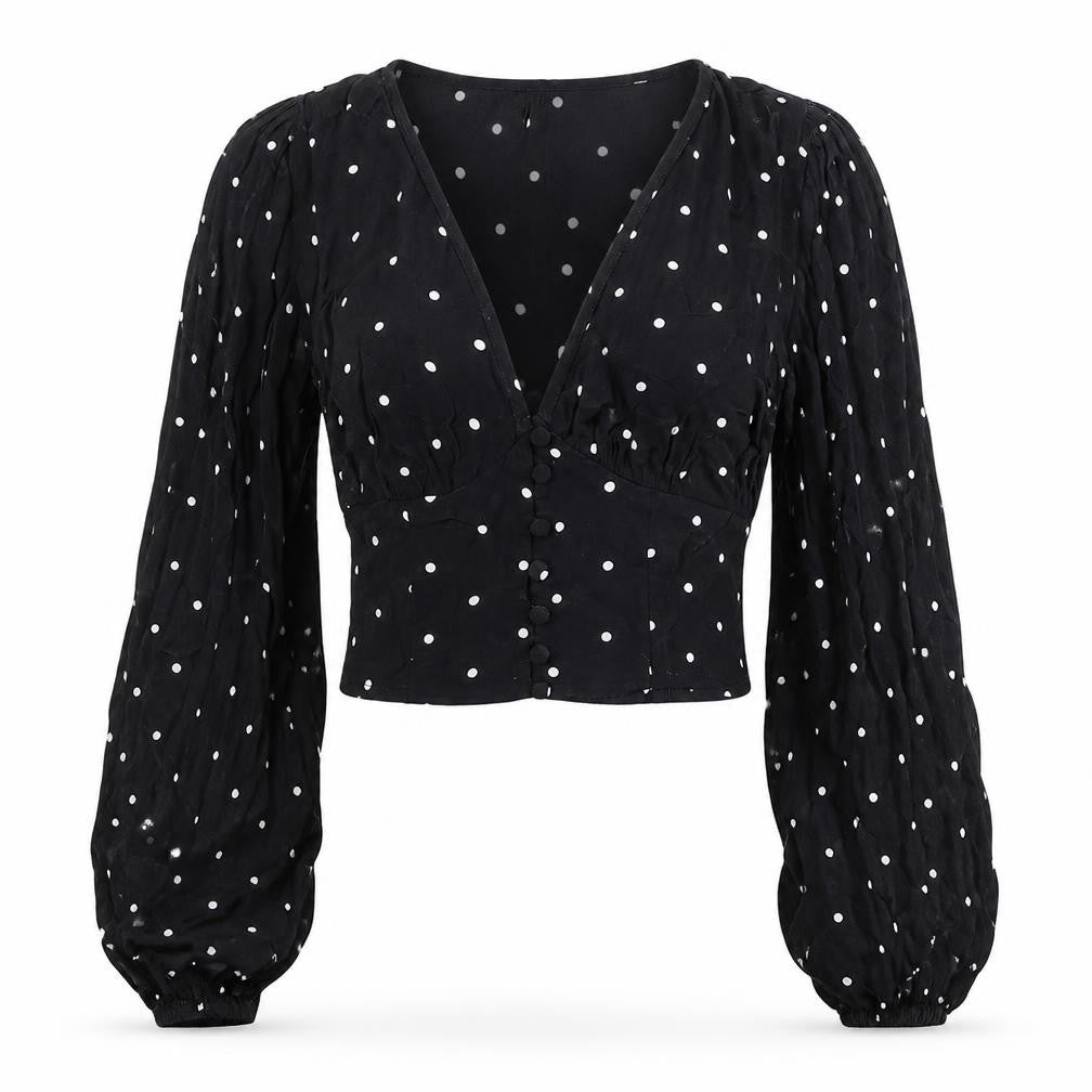 Womens UK Size 4 H&M Black Cropped Blouse