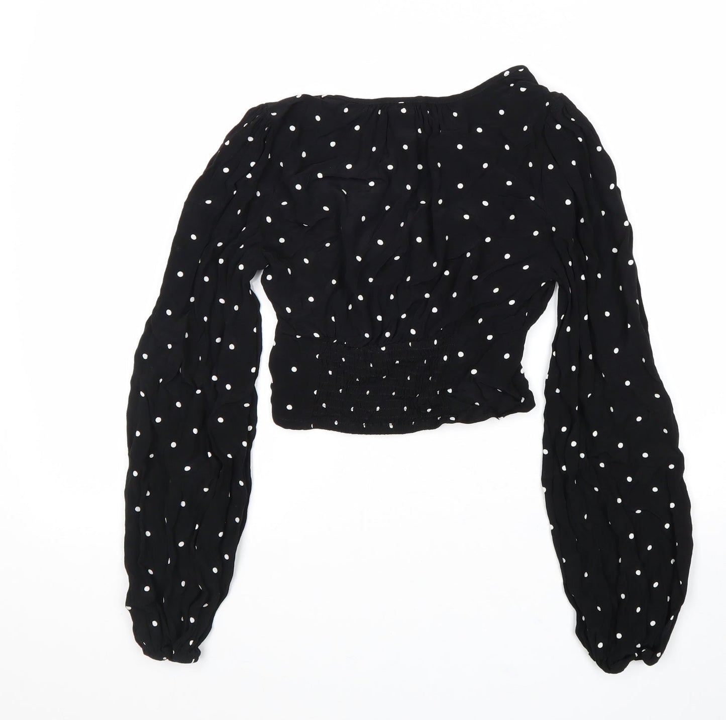 Womens UK Size 4 H&M Black Cropped Blouse