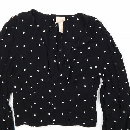 Womens UK Size 4 H&M Black Cropped Blouse