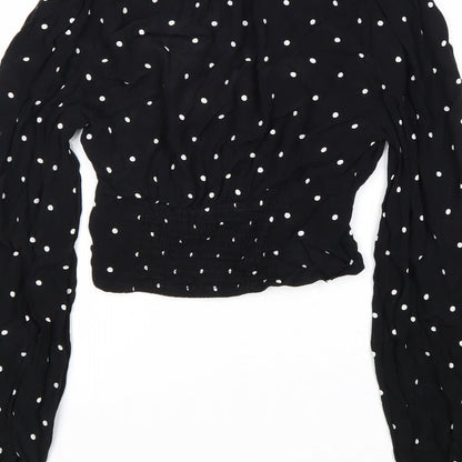 Womens UK Size 4 H&M Black Cropped Blouse