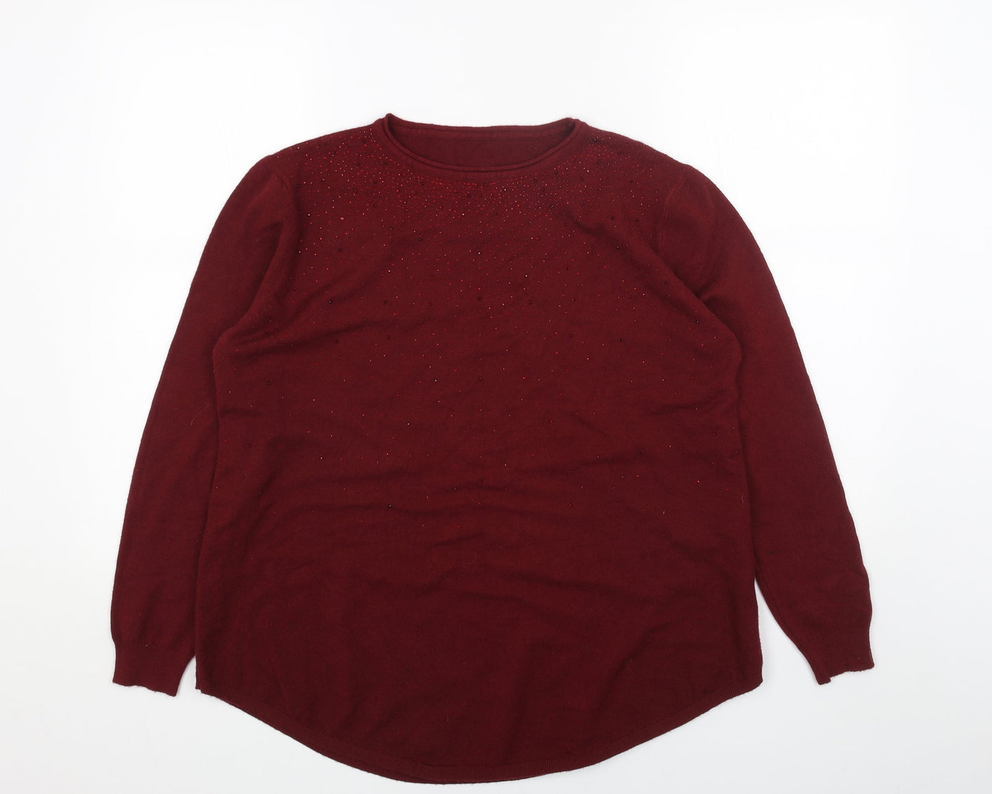 Womens UK Size L Preworn Red Pullover Jumper