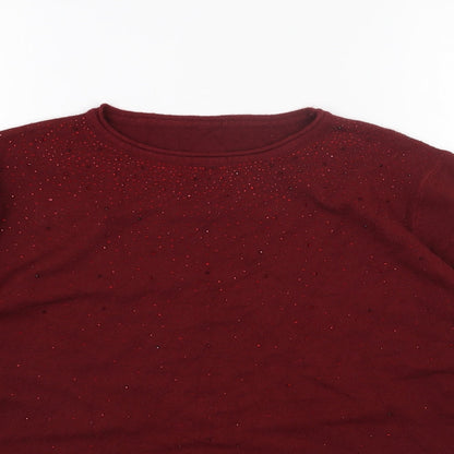 Womens UK Size L Preworn Red Pullover Jumper