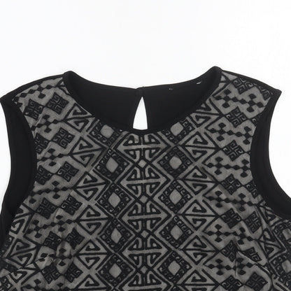 Womens UK Size 14 Preworn Black Basic Tank